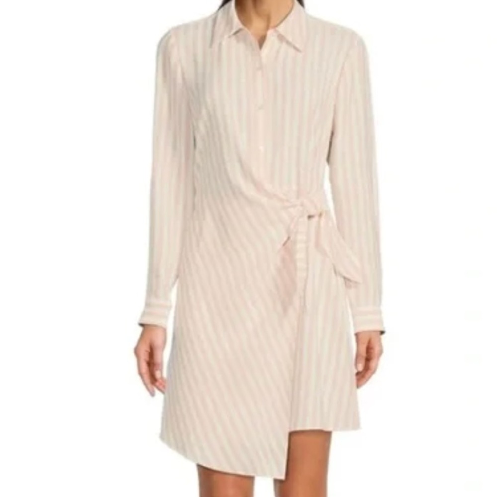 Alex Marie Ryder Blush Striped Long Sleeve Wrap Dress
